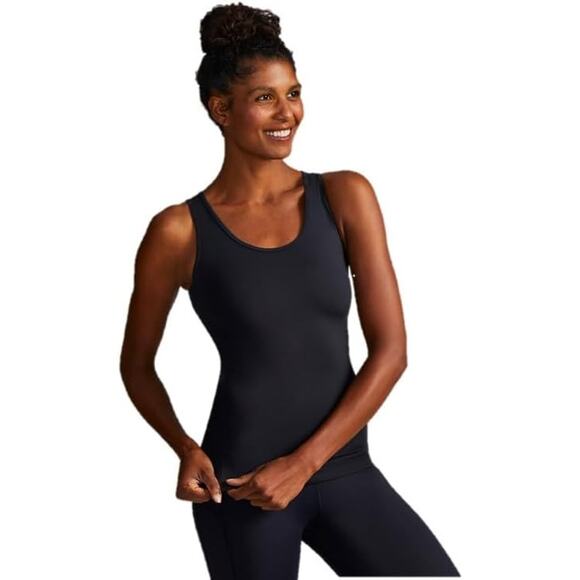 Tommie Copper Sz XL  Lower Back Support Tank Compression Shirt Black Sleeveless - Picture 1 of 13